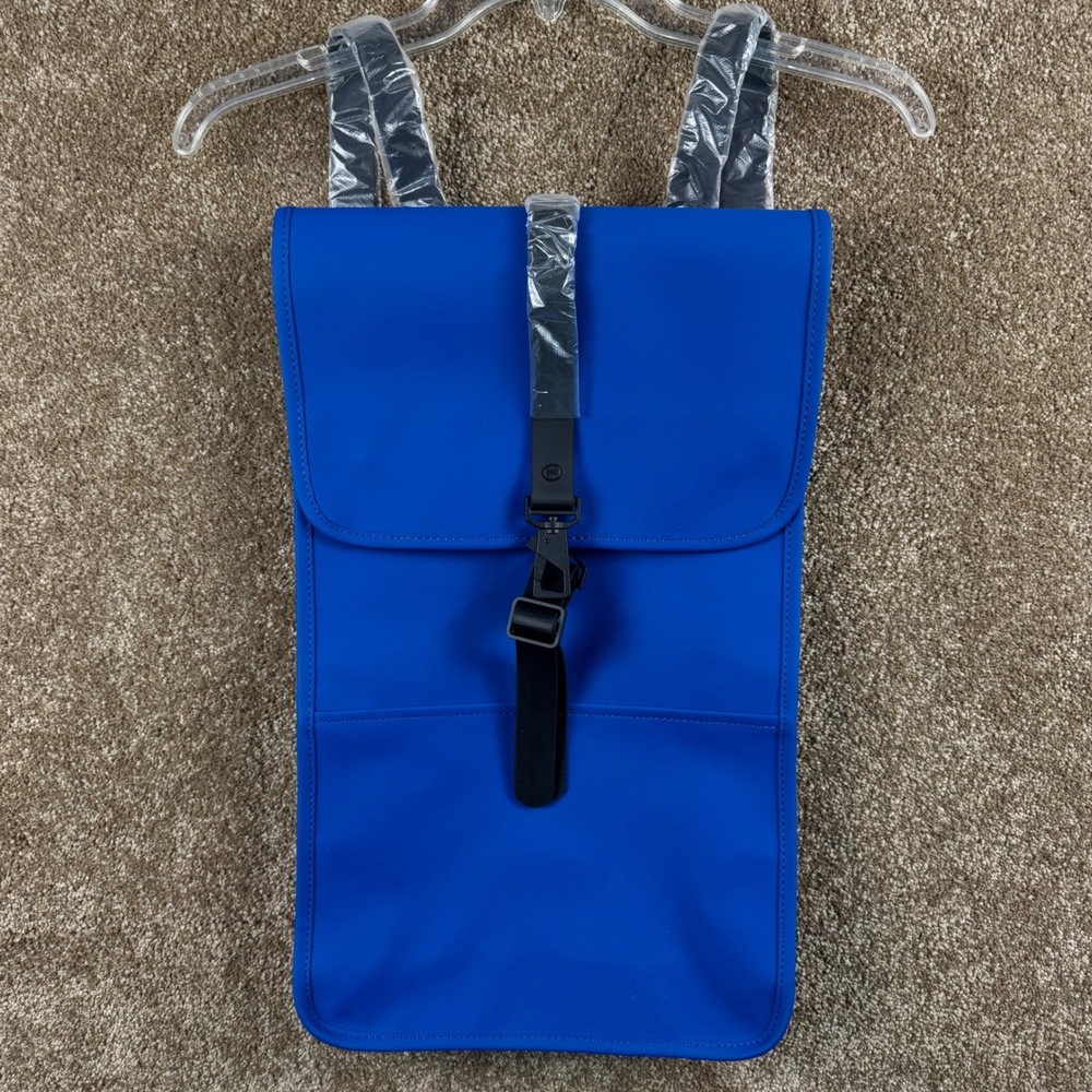 Rains Backpack W3 Waves Blue Waterproof Minimalist Rucksack NEW